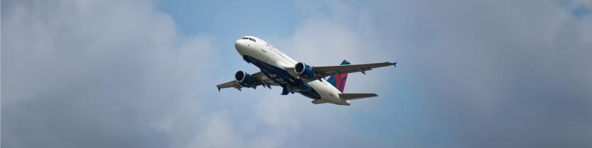 delta airplane flying in the sky