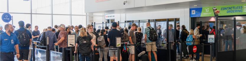 people in line for TSA at the airport