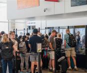 people in line for TSA at the airport