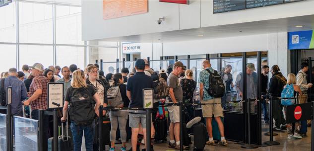 people in line for TSA at the airport
